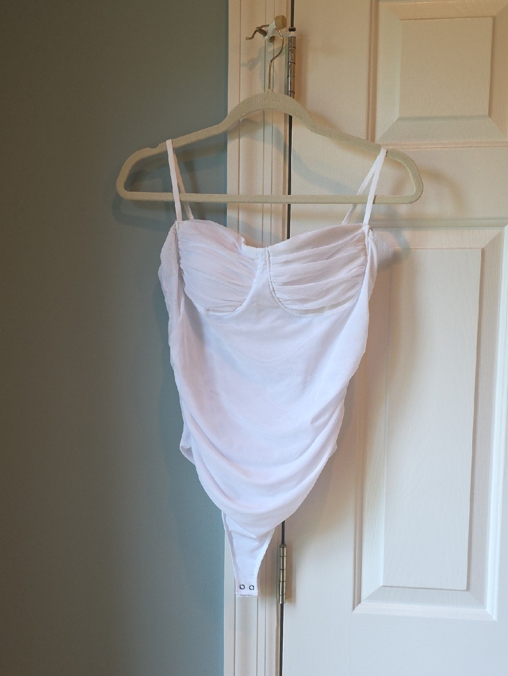 Abercrombie & Fitch White Draped Bustier Bodysuit
